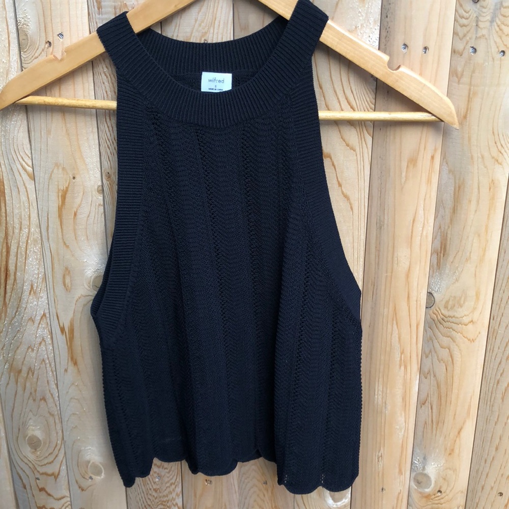 Wilfred knit black scallop edge tank top size S